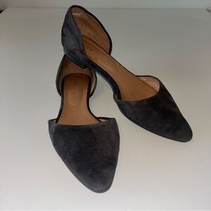 J. Jill Women's Pointed Toe D'Orsay Flats in Charcoal Suede